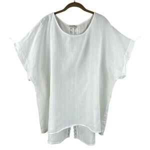 Terzo Millennio 100% Linen Blouse Top Size 3X White Beach Resort Cruise